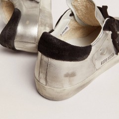 Golden Goose Women's Super-Star In Silver Leather With Contrasting Inserts