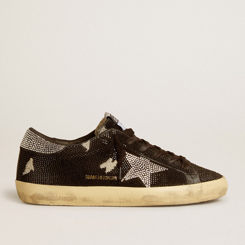 Golden Goose Women's Super-Star In Suede And Swarovski Crystals With Silver Star