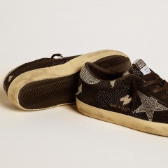 Golden Goose Women's Super-Star In Suede And Swarovski Crystals With Silver Star