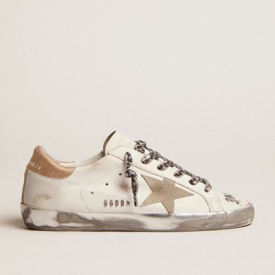 Golden Goose Women's Super-Star In White Leather With Gray Suede Star