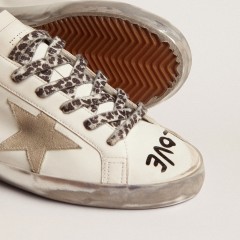 Golden Goose Women's Super-Star In White Leather With Gray Suede Star