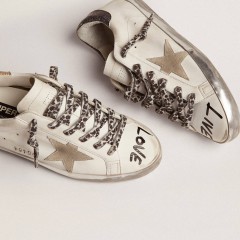 Golden Goose Women's Super-Star In White Leather With Gray Suede Star