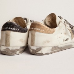 Golden Goose Women's Super-Star In White Leather With Gray Suede Star