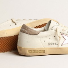 Golden Goose Women's Super-Star In White Nappa With Pink Metallic Leather Star