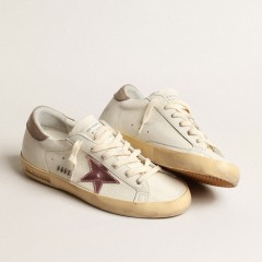 Golden Goose Women's Super-Star In White Nappa With Pink Metallic Leather Star