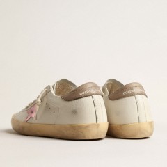 Golden Goose Women's Super-Star In White Nappa With Pink Metallic Leather Star