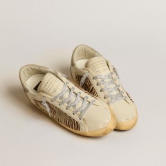 Golden Goose Women's Super-Star LTD In Leather And Pony Skin With Dove-gray Suede Star And Heel Tab