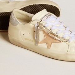 Golden Goose Women's Super-Star LTD In Nappa Leather With Nude Leather Star And Glitter Heel Tab