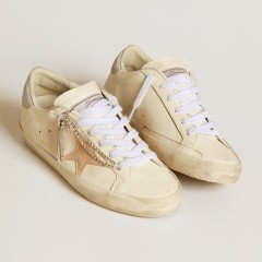 Golden Goose Women's Super-Star LTD In Nappa Leather With Nude Leather Star And Glitter Heel Tab