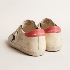 Golden Goose Women's Super-Star LTD In Nappa With Blue Glitter Star And Red Heel Tab