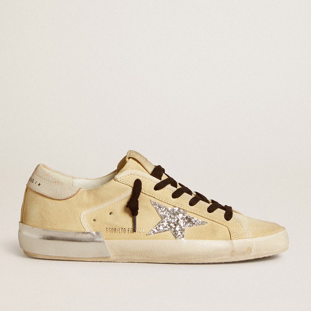 Golden Goose Women's Super-Star LTD In Suede With Glitter Star And Leather Heel Tab