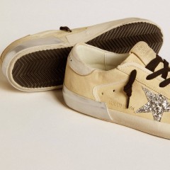 Golden Goose Women's Super-Star LTD In Suede With Glitter Star And Leather Heel Tab