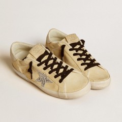 Golden Goose Women's Super-Star LTD In Suede With Glitter Star And Leather Heel Tab