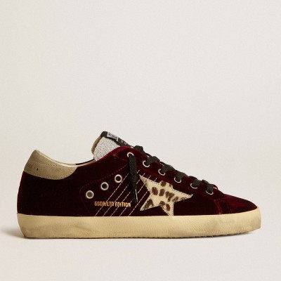 Golden Goose Women's Super-Star LTD In Velvet With Pony Skin Star And Glitter Tongue