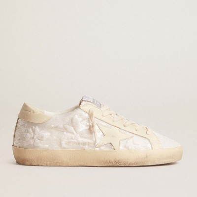 Golden Goose Women's Super-Star LTD In White Sequins With Leather Star And Embroidery