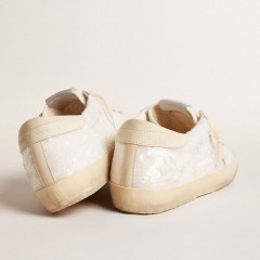 Golden Goose Women's Super-Star LTD In White Sequins With Leather Star And Embroidery