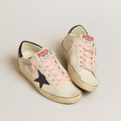 Golden Goose Women's Super-Star LTD With Blue Leather Star And Decorative Studs