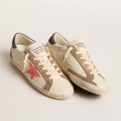 Golden Goose Women's Super-Star LTD With Pink Gabardine Star And Gray Suede Heel Tab