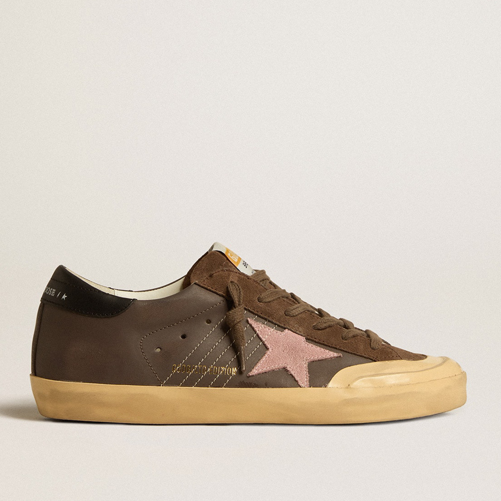 Golden Goose Women's Super-Star Penstar LTD In Brown Leather With Pink Suede Star