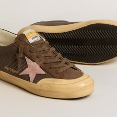 Golden Goose Women's Super-Star Penstar LTD In Brown Leather With Pink Suede Star