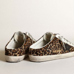 Golden Goose Women's Super-Star Sabot In Leopard Print Pony Skin With Black Star