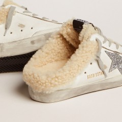 Golden Goose Women's Super-Star Sabot In White Leather And Shearling Lining