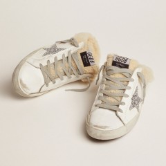 Golden Goose Women's Super-Star Sabot In White Leather And Shearling Lining