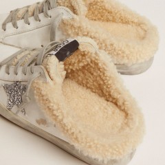 Golden Goose Women's Super-Star Sabot In White Leather And Shearling Lining