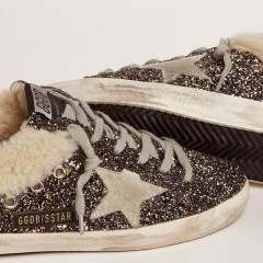 Golden Goose Women's Super-Star Sabot With Glitter And Shearling Interior