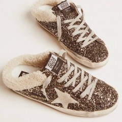 Golden Goose Women's Super-Star Sabot With Glitter And Shearling Interior