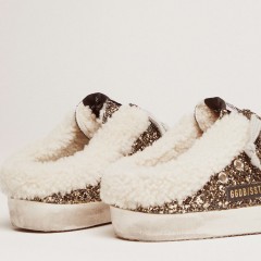 Golden Goose Women's Super-Star Sabot With Glitter And Shearling Interior