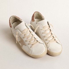 Golden Goose Women's Super-Star With A Suede Star And Peach-pink Glitter Heel Tab