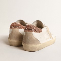 Golden Goose Women's Super-Star With A Suede Star And Peach-pink Glitter Heel Tab