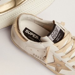 Golden Goose Women's Super-Star With Gold Sparkle Foxing And Metal Stud Lettering