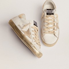 Golden Goose Women's Super-Star With Gold Sparkle Foxing And Metal Stud Lettering