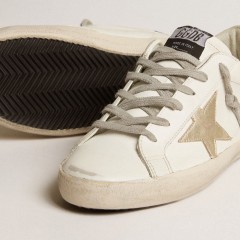 Golden Goose Women's Super-Star With Gold Star And Black Glitter Heel Tab