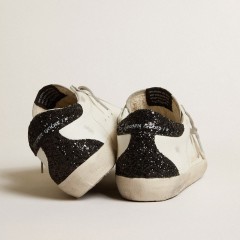 Golden Goose Women's Super-Star With Gold Star And Black Glitter Heel Tab