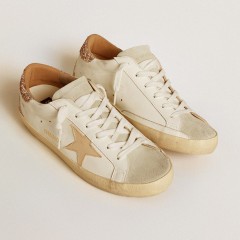 Golden Goose Women's Super-Star With Nude Leather Star And Gold Glitter Heel Tab