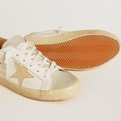 Golden Goose Women's Super-Star With Nude Leather Star And Gold Glitter Heel Tab