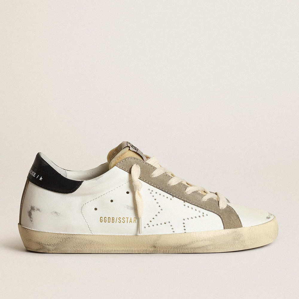 Golden Goose Women's Super-Star With Perforated Star And Midnight Blue Heel Tab