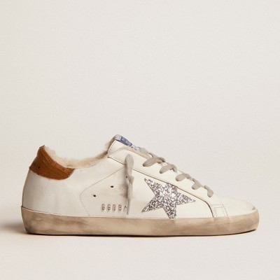 Golden Goose Women's Super-Star With Shearling Lining And Silver Glitter Star