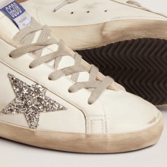 Golden Goose Women's Super-Star With Shearling Lining And Silver Glitter Star