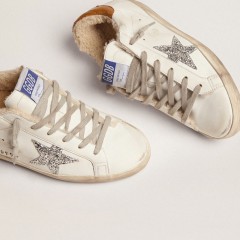 Golden Goose Women's Super-Star With Shearling Lining And Silver Glitter Star