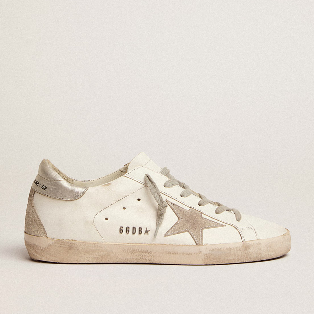 Golden Goose Women's Super-Star With Silver Heel Tab And Metal Stud Lettering