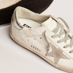 Golden Goose Women's Super-Star With Silver Heel Tab And Metal Stud Lettering