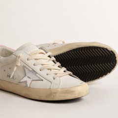 Golden Goose Women's Super-Star With Silver Leather Star And Pink Heel Tab