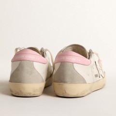 Golden Goose Women's Super-Star With Silver Leather Star And Pink Heel Tab