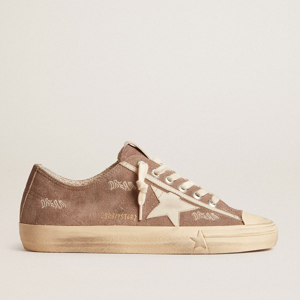 Golden Goose Women's V-Star In Dove-gray Suede With Light Gray Leather Star