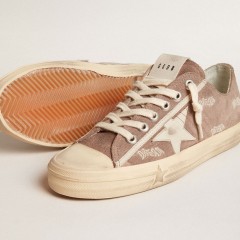 Golden Goose Women's V-Star In Dove-gray Suede With Light Gray Leather Star