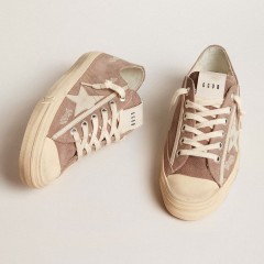 Golden Goose Women's V-Star In Dove-gray Suede With Light Gray Leather Star